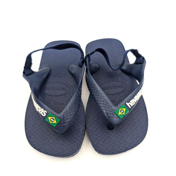 Havaianas Baby Brasil Logo Flip Flop Sandals Dark Blue Kids Size US7C EU23 - Picture 3 of 11